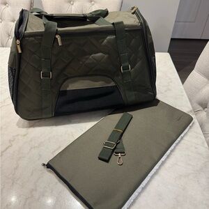 Stylish Green Quilted Puppy Dog Carrying Bag